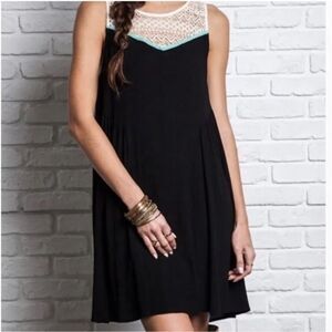 KORI‎ America lace black boho sleeveless tunic dress